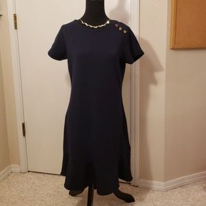 Navy Blue dress with Gold buttons from Sfera
